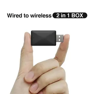 2 in 1 Car Wireless Adapter, Portable Car Audio Adapter for Wireless CarPlay/Android Auto, Compatible with Volvo Mercedes Kia VW, Car Electronics