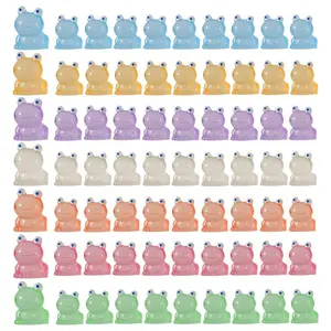 70 Pcs Mini Frogs Luminous Miniature Figurines Mini Frogs Ducks Tiny Frogs Resin Bulk Decoration for DIY Garden Dollhouse Frogs Accessories Garden Landscape Craft Ornament (70, Luminous)