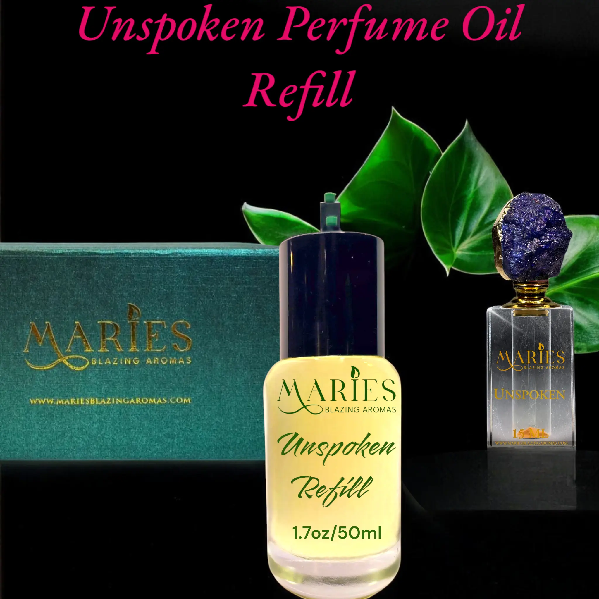 MARIE'S Unspoken Luxury Perfume Oil Refill 1.7oz Glass Bottle with Premium Fragrance Oil Blend, Alcohol Free, Includes Custom Logo Box