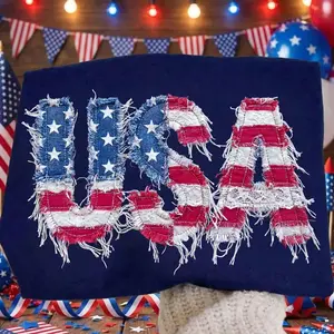 [Sale off up to 65%][Free Ship] Faux Patchwork USA T-shirt, 4th of July T-shirt, USA T-shirt, Faux Patchwork 4th of July, America, Patriotic, USA Flag