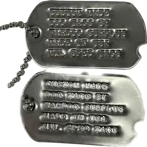 Real WW2 / Vietnam Era Notched Military Personalized Dog Tag Set Army USMC NAVY - Made on a real 1961 USMC Dog Tag Machine