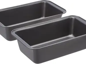 9.5 x 5 Inch Bread Loaf Baking Pans – Set of 2 Rectangular Nonstick Pans, Gray