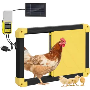 Automatic Chicken Coop Door  with Heating, Anti-Pinch Design Solar Chicken Door Opener, Auto Chicken House Run Door with Three Power  Modes for Chickens and Ducks (Black)