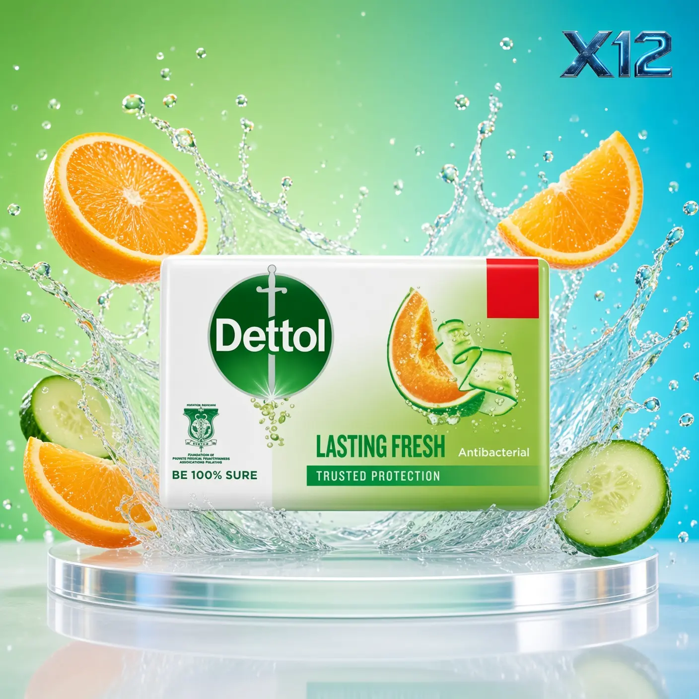 Dettol Antibacterial Soap Bar 100g Pack of 12 Lasting Fresh Scent for Everyday Use Essential Skincare Care Practical and Convenient Body Care Daily