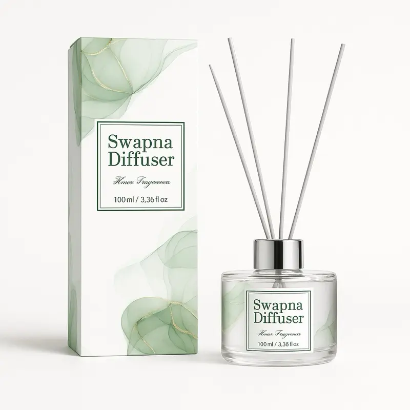 Swapna Diffuser 100ml with Sticks & White Flower Long Lasting Home Fragrance Essential Oil Reed Diffuser