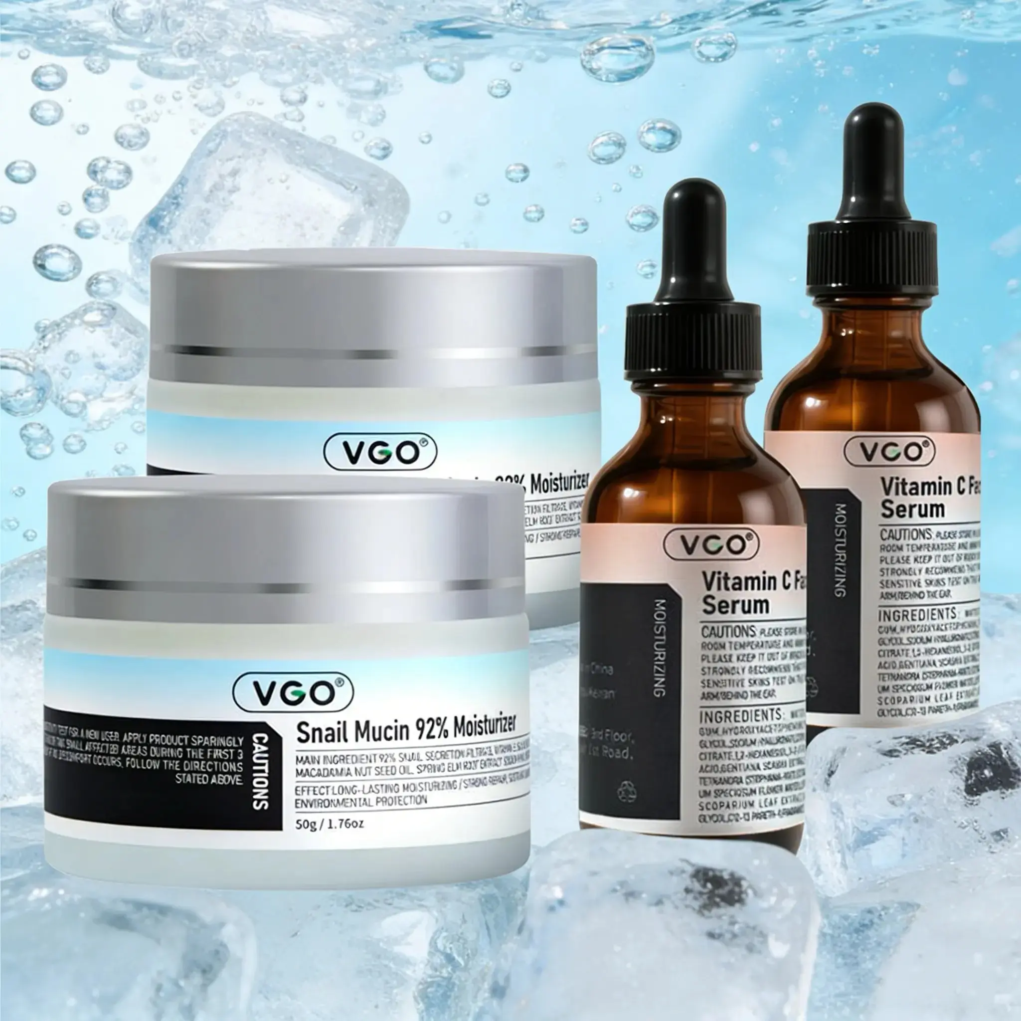 VGO Snail Mucin Cream & Vitamin C Face Serum – Daily Hydration Skin Care
