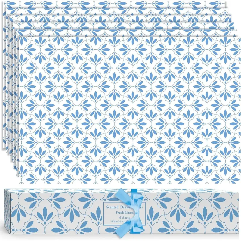 Linen Scented Drawer Liners, 6 Sheets Fragrant Paper Liners Non-Adhesive Paper Sheets for Home Closet, Dresser Drawers, for Home