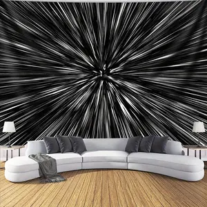 1pc Abstract Speed Light Tapestry - Black & White Dynamic Line Art Wall Hanging, Premium Polyester Fabric with Wrinkle-Resistant Finish & Hand-Stitched Edges, Modern Home Decor for Living Room, Bedroom, Office, Hostel - Includes Free Hanging Clips, Office