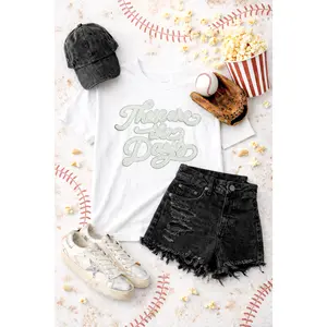 These Are The Days White Sequin Patch Tshirt