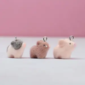Resin Flocked Wild Boar Figurine, Cute Mengli Style DIY Ornament, Multi-use Keychain, Bag Charm, Phone Strap and Decorative Pendant Accessory