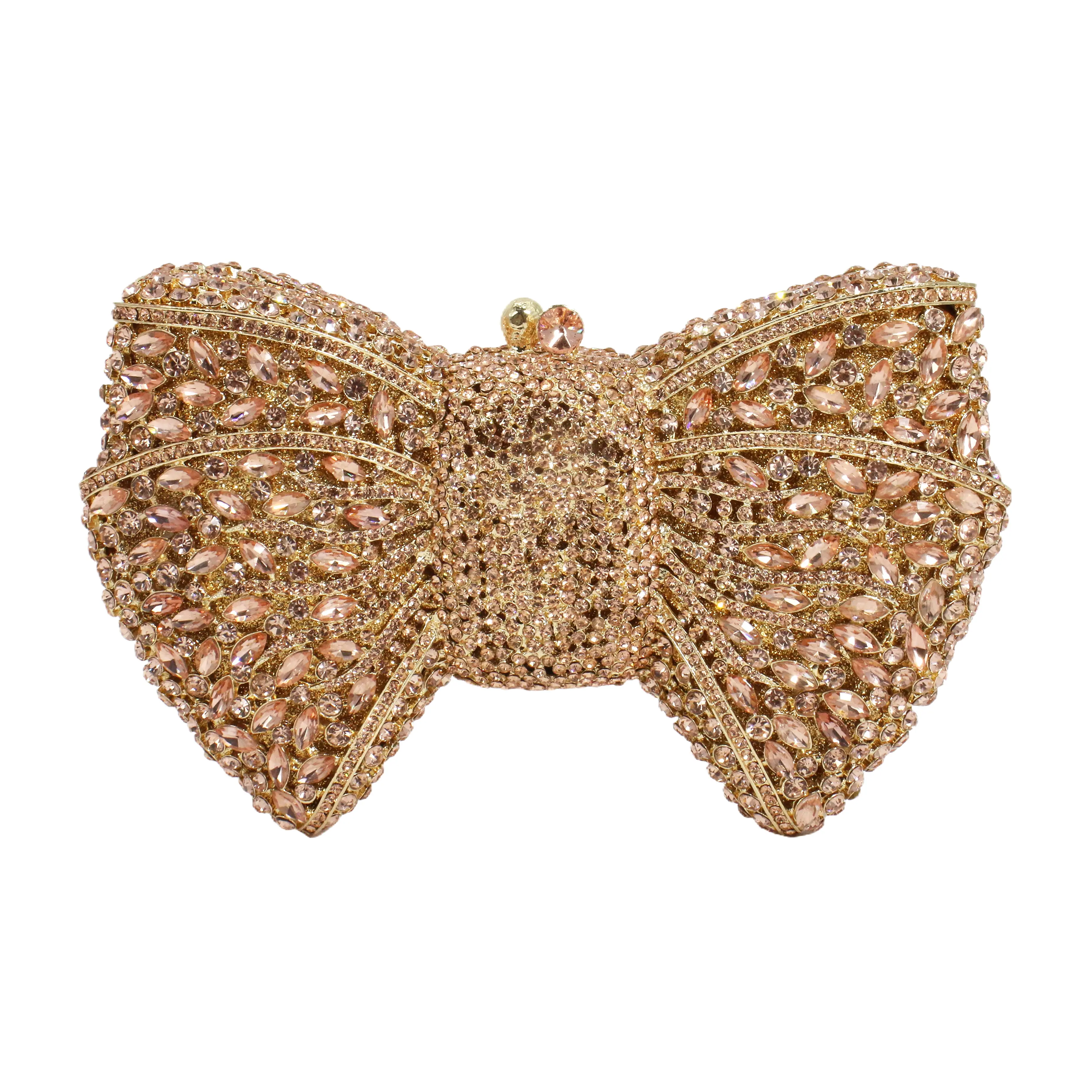 PSBIY Women Luxury Bowknot Shaped Evening Clutch Sparkling Rhinestones Handbag for Banquet Wedding Party