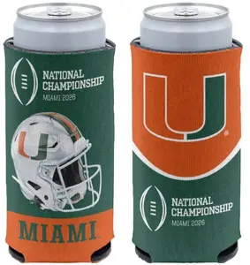 2025 2026 Cfp National Championship Miami Hurricanes Slim Can Cooler Fiesta Bowl