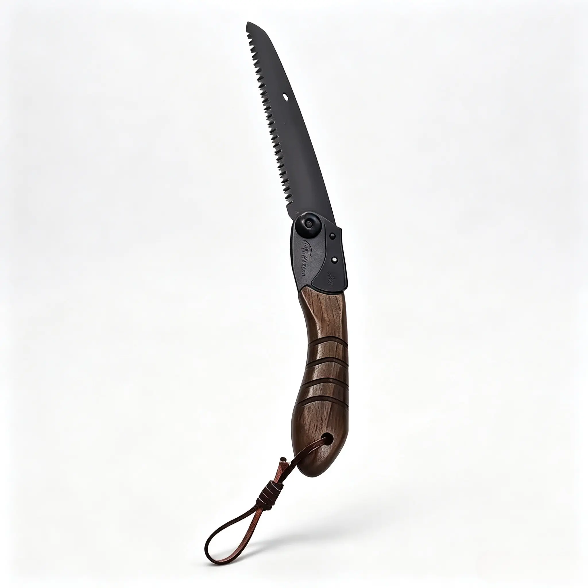 Pocket Folding Saw for Camping, Gardening and Pruning, SK85 Steel Hand Saw with Teflon Coated Blade, Walnut Wood Handle, Safety Lock, Wood Cutting Tool for DIY Projects