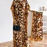Elegant Leopard Print Shawl Set With Scarf, Casual Loose-Fit Scarf for Women, Sun Protection Beach Accessory, All-Season Fashion, Fashion Shawl Wrap