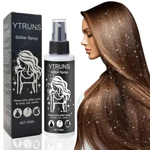 Ytruns 2Pcs Quick Dry Glitter Spray Kit for Hair & Body 100ml High Gloss Shimmer Spray for Lips Eyes Face & More Perfect for Music Festivals Makeup