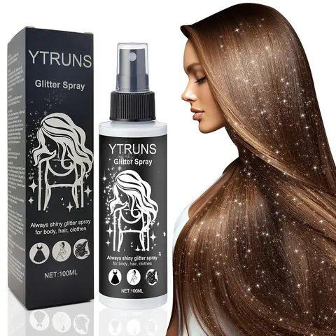 Ytruns Quick Dry Glitter Spray Kit for Hair & Body 100ml High Gloss Shimmer Spray for Lips Eyes Face & More Perfect for Music Festivals Makeup
