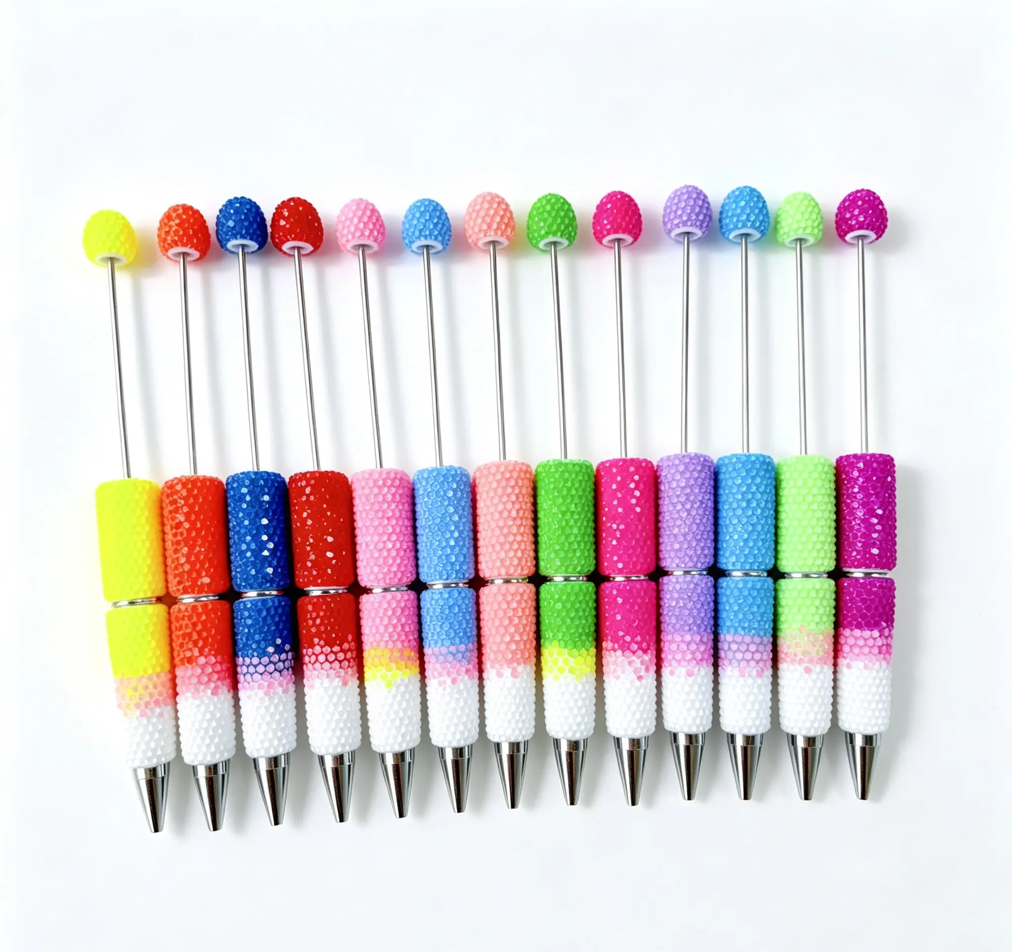 10Pcs Gradient Color Unisex Pen Shape DIY Full Rhinestone Beadable Pens, Beading Tools for Jewelry DIY & Toys Hobbies Enthusiasts