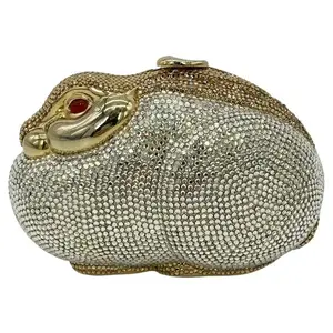 Pre-owned JUDITH LEIBER Swarovski Crystal Clutches & Wristlets Leiber Rabbit Minaudiere