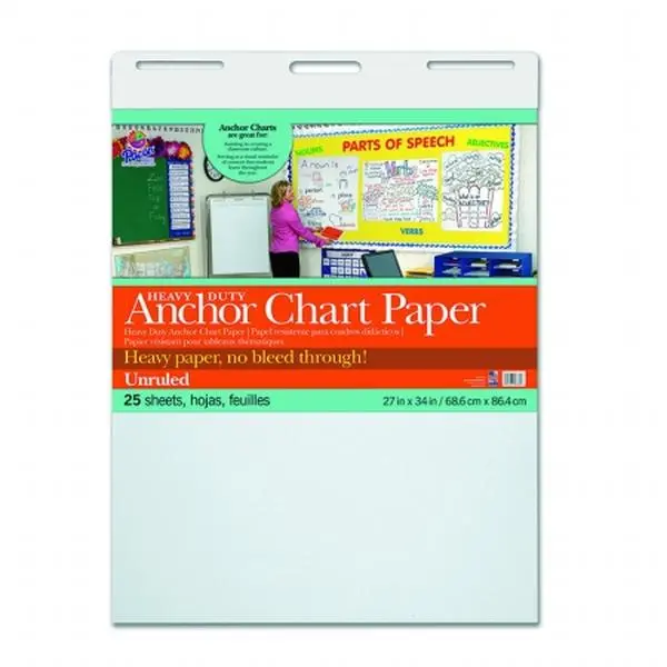 Pacon Corporation PAC3370 Heavy-Duty Anchor Chart Paper - 27x34 Inches Unruled, No Bleed-Through, Heavier Paper for Classroom Easel Pad Use, Supports Learning Strategies & Visual Reminders, Vocabulary