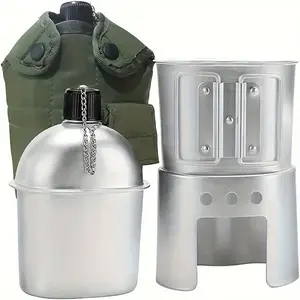 Portable aluminum kettle & stove & bag set, outdoor camping kettle set, camping kitchenware for outdoor camping and hiking, outdoor camping burner, outdoor cooking system