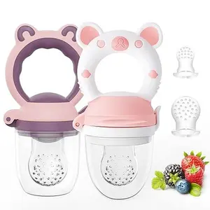 Baby Fruit Feeder Pacifier (2-Pack) BPA-Free Silicone Infant Feeder & Teether for 4+ Months Frozen Fruit Feeder Safe Baby Food Dispenser for Introducing Solids & Teething Relief