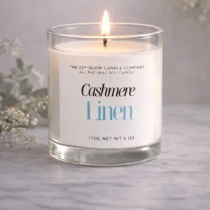 The 22nd Glow Candle Company Cashmere Linen All Natural Soy Candle 170g Net Wt 6 Oz
