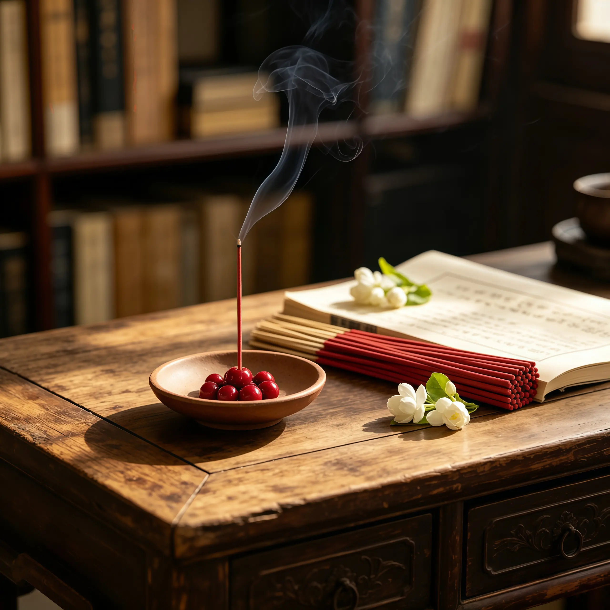 220 Count Cherry Scent Incense Sticks Containing 1 Golden Leaf, Steady Long Lasting Burning Effect & Natural Essential Oil Infused Craft, Durable for Altar Worship, Great Choice for Meditation, Yoga and Various Festivals