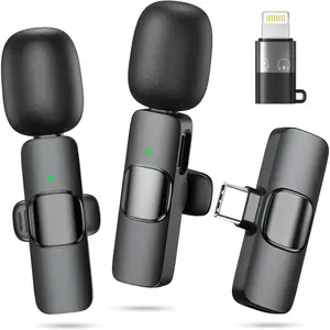 Wireless Microphone for iPhone, Android Phone, Laptop, 2 Pack Lavalier Microphone for Video Recording, Mini Mics with Noise Reduction for Podcast YouTube TikTok Vlog