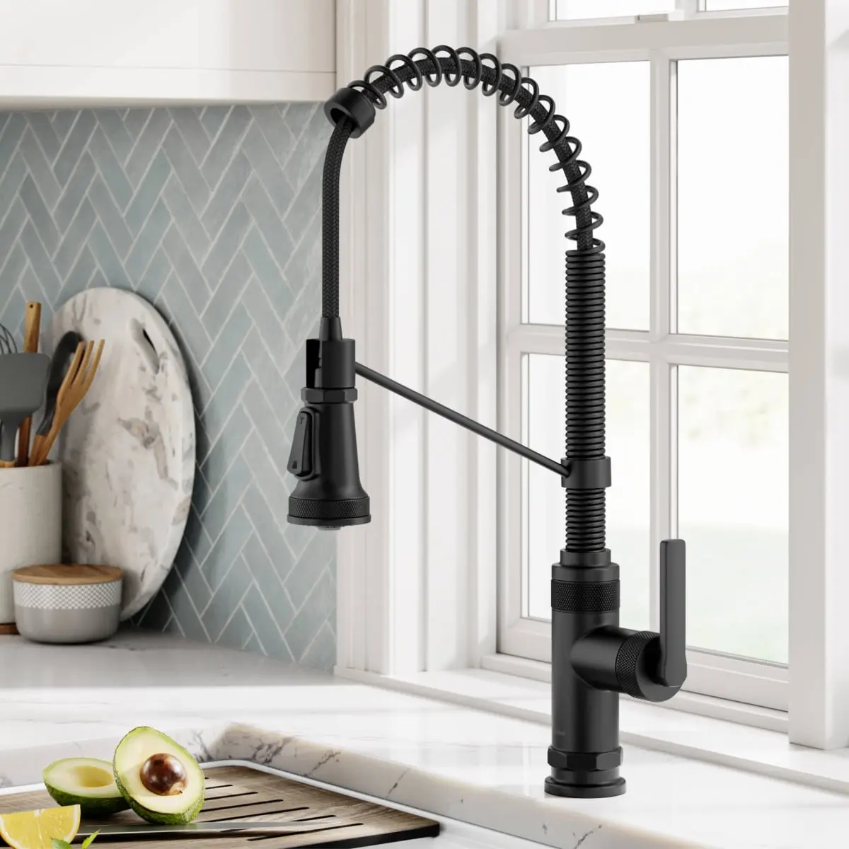 Kraus KPF-4110MB Allyn Commercial Style 2-Function Single Handle Pull Down Kitchen Faucet - Matte Black