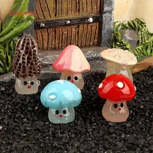 5-Piece Glow in the Dark Mushroom Decorative Decoration Set, Handmade Resin Miniature Landscape and Home Hanging Ornaments for Unique Home Decor