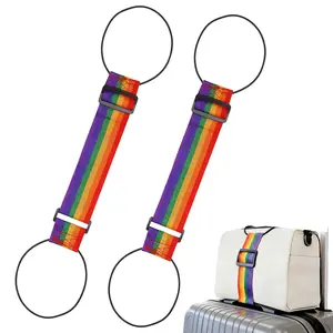 2pack Multi Use Strong Adjustable Luggage Connector Straps For Suitcases Rainbow Travel Straps Secure Organize Anti Theft Straps