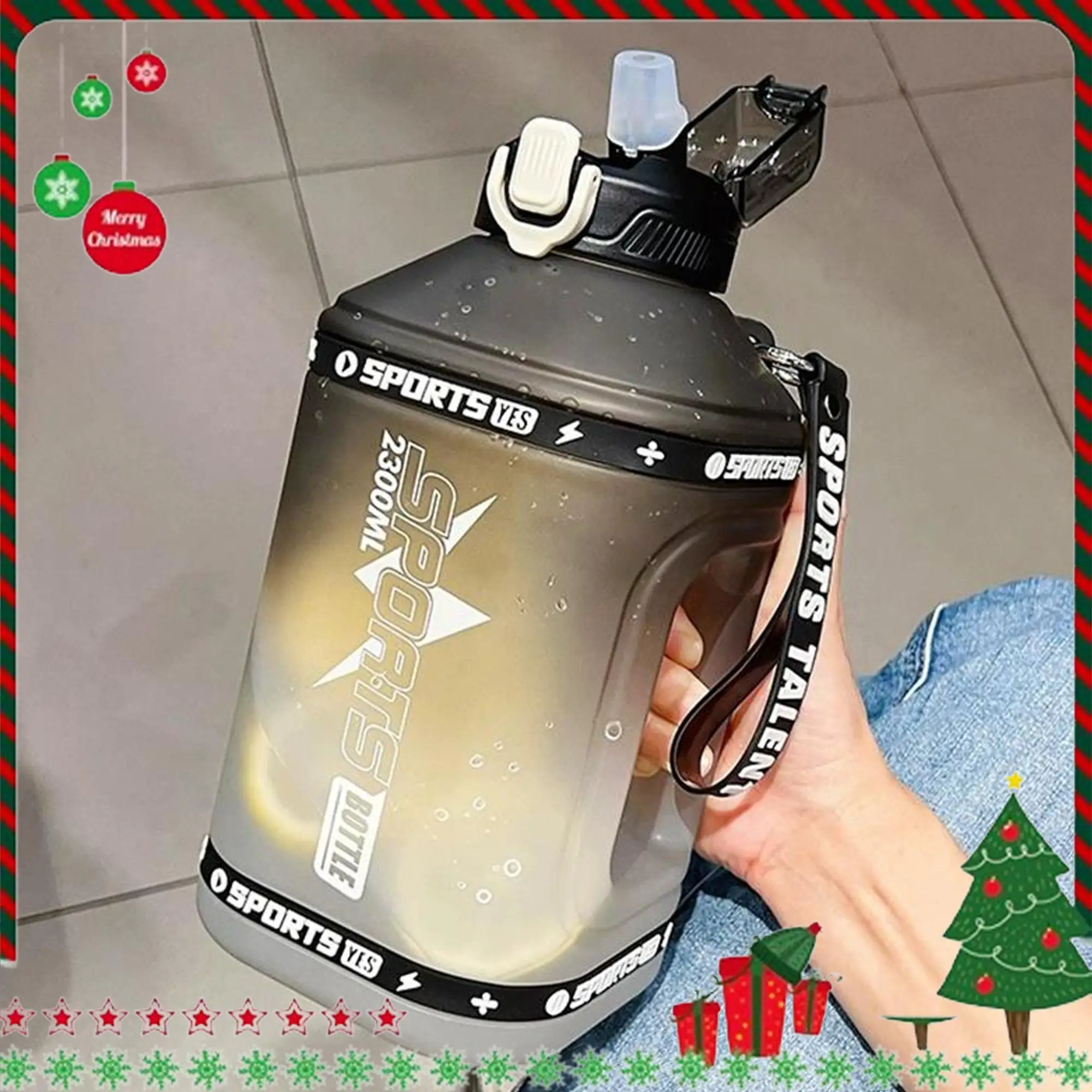 Portable Sports Bottle with Handle, Large Capacity Tumbler Cups, Frosted Gradient Water Jar with Straw, Water Bottle, Drinking Supplies for Home Offic