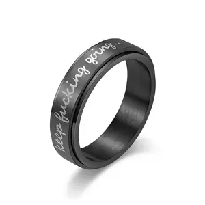 Stainless Steel Fidget Ring - Engraved "Keep Fucking Going" Quote, Anti-Stress