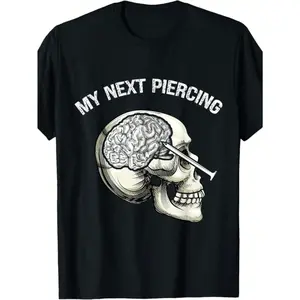 Funny Skeleton Skull Brain Men'S Summer Casual T-Shirt, Comfortable - Breathable, Soft, Slightly Stretching, Street Hip Hop Style T-Shirt
