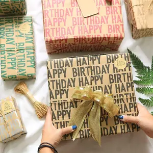 12Pack Birthday Wrapping Paper 20 x 28 inch Per Sheet (47 sq. ft. ttl.) Brown Kraft Recycled Gift Wrapping Paper, Colorful Happy Birthday Gift Wrapping Paper Set with Stickers for Women Men Birthday All Occasions - Home Improvement.