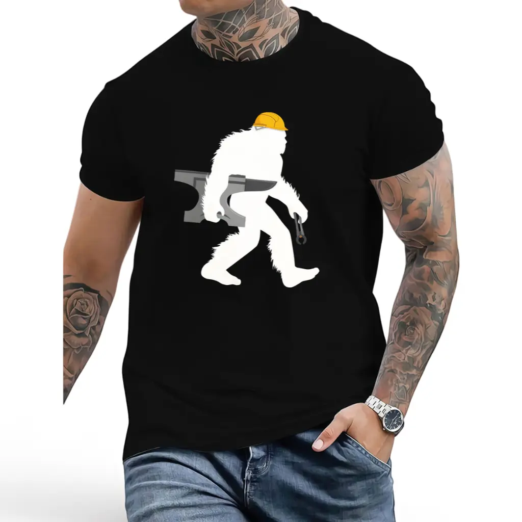 Sasquatch Blacksmith Funny Blacksmith Shirt Bladesmith Farrier Knife Maker Metal Worker Iron Worker Christmas Gifts Unisex Heavy Cotton Tee