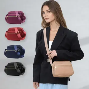 Women's Practical Solid Color Crossbody Bag with Multiple Pockets and Adjustable Shoulder Strap, Small Messenger Purse Medium Satchel for Daily Use and Christmas Gifts