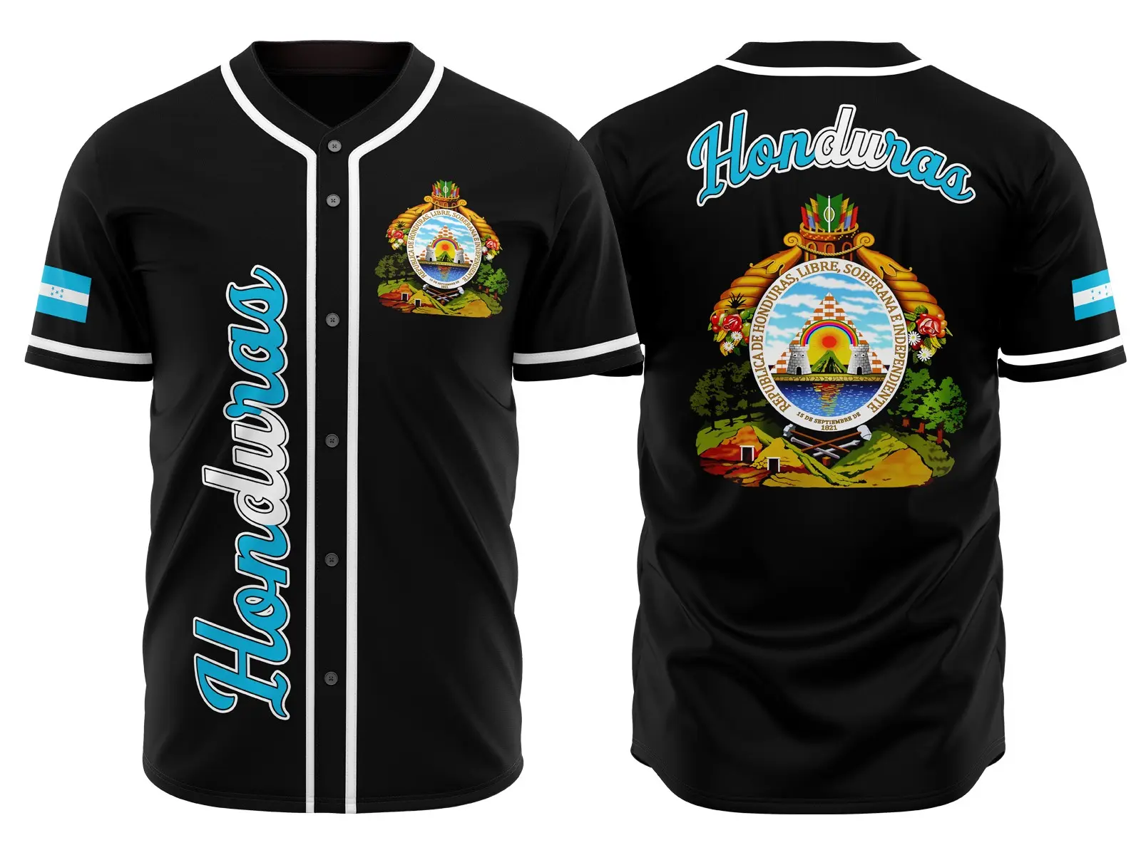 Honduras Baseball Black Jersey, Unisex, Honduran, Honduras