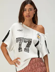 AELFRIC EDEN Lace Patchwork Womens Oversized Off The Shoulder Jersey