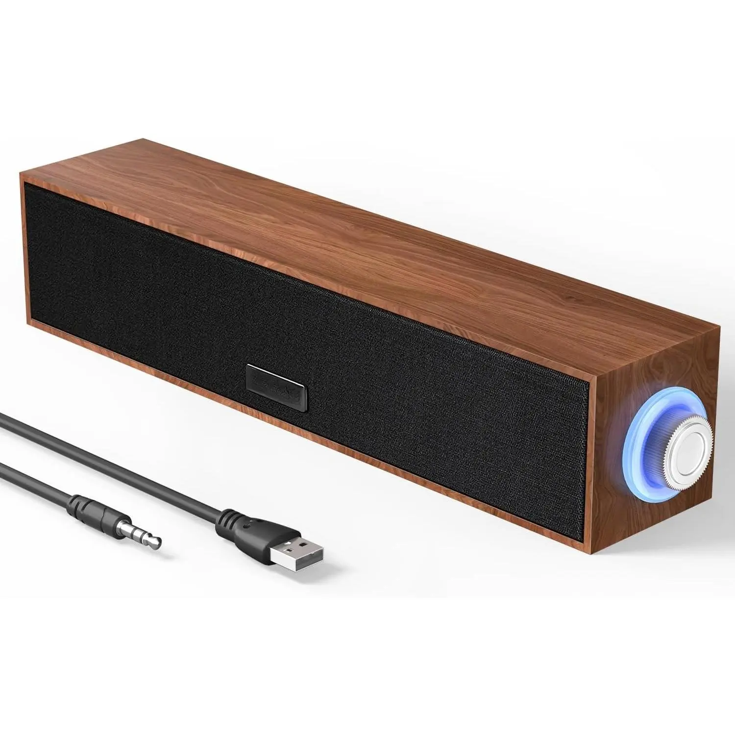 Computer Speakers,Wooden Multimedia Digital ,USB  3.5mm AUX PC Speakers,Surround Sound Portable Computer Sound Bar  for Desktop Laptop (Brown)