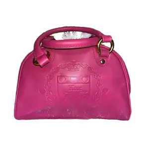 Vintage Juicy Couture Pink Purse with Embossed Crest and Gold Hardware ULTRA RARE