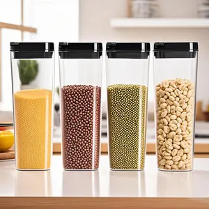 easy lock lid dry food storage container kitchen jar canister Silicone Plastic snack box meal prep containers