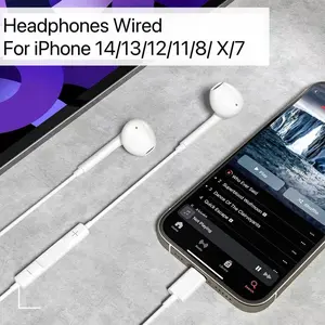 2-Pack Wired Earphones Compatible with iPhone Earbuds, Featuring Lightning Connector (Built-in Microphone and Volume Control) [Officially Certified] Compatible with iPhone 14/13/12/SE/11/XR/XS/X/7/7Plus/8/8Plus, Supports All iOS Devices