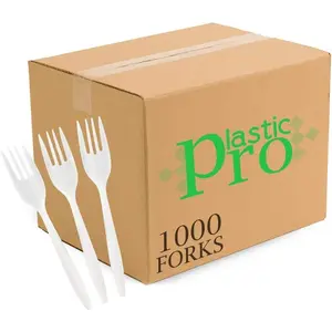 Cutlery Plastic Forks Medium Weight Disposable Silverware (White,1000 Forks)