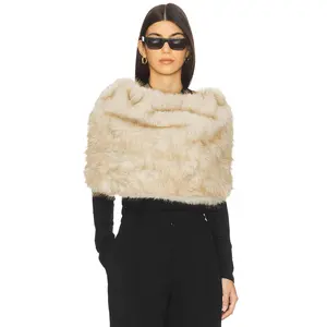 Nonchalant Label Pascale Faux Fur Shawl in Ivory