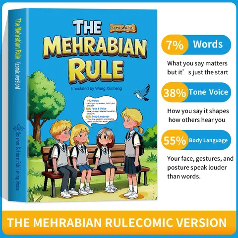 【WLF Books】Mehrabian’s Rules Comic Series - 2026 Edition English Softcover Children’s Learning Book (139 Pages, Doll Illustrations) - All Seasons Gift for Emotional Communication, Correct Social Skills, Early Logical Thought Expression
