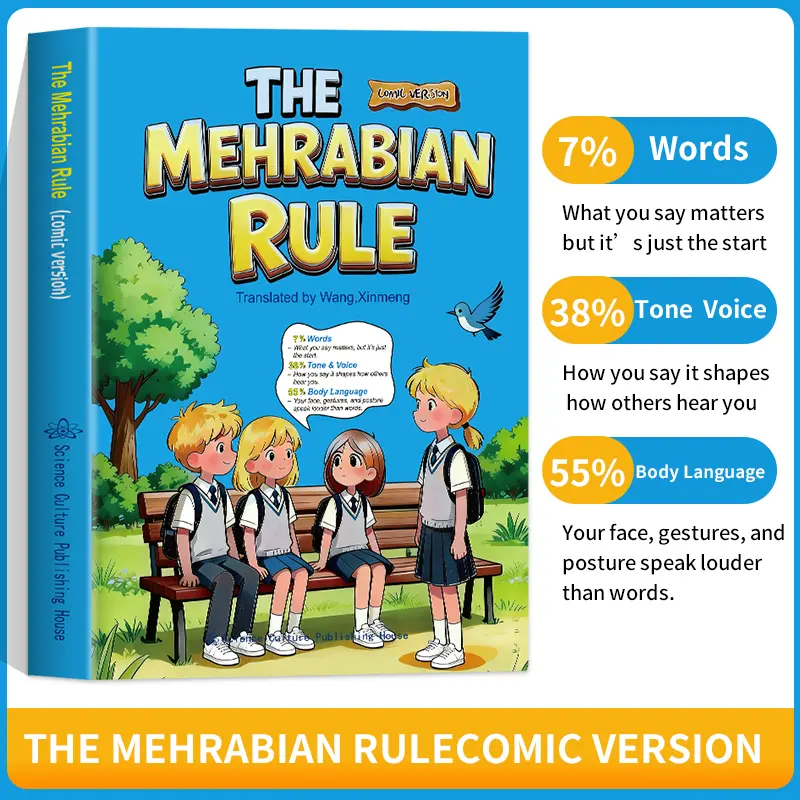 【WLF Books】Mehrabian’s Rules Comic Series - 2026 Edition English Softcover Children’s Learning Book (139 Pages, Doll Illustrations) - All Seasons Gift for Emotional Communication, Correct Social Skills, Early Logical Thought Expression