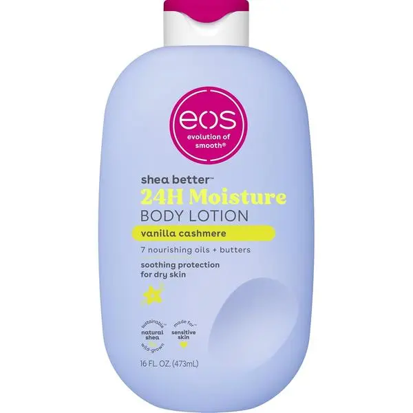 eos Shea Better Vanilla Cashmere Scent Body Lotion - 16 fl oz Hydrating Nourishing Body Care Moisturizer, 24-Hour Moisture, Lightweight, Non-Greasy, Natural Shea, Vegan