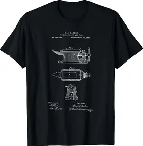 Antique Blacksmith Anvil Patent Print Gift Unisex T-Shirt