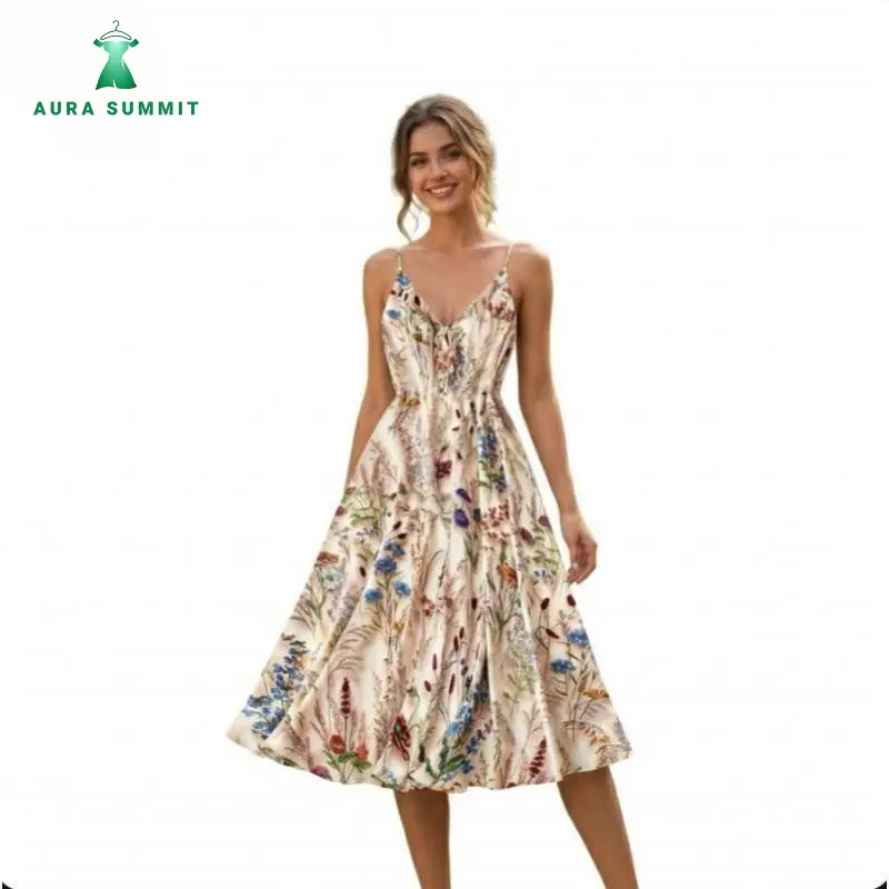 Aurasummit Women's Casual Vintage Floral Print Sleeveless Spaghetti Strap Maxi Dress - Flowy Lady Cami with Adjustable Straps, Perfect for Summer Beach Vacation & Party womenswear garment midi dress party holiday daily wear,Chiffon Off-Shoulder Maxi Dress